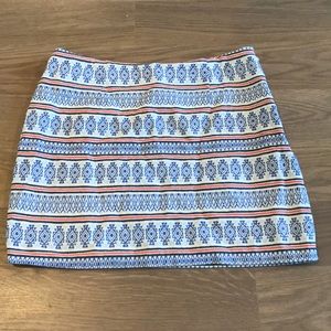 Blue & orange patterned mini skirt - size small